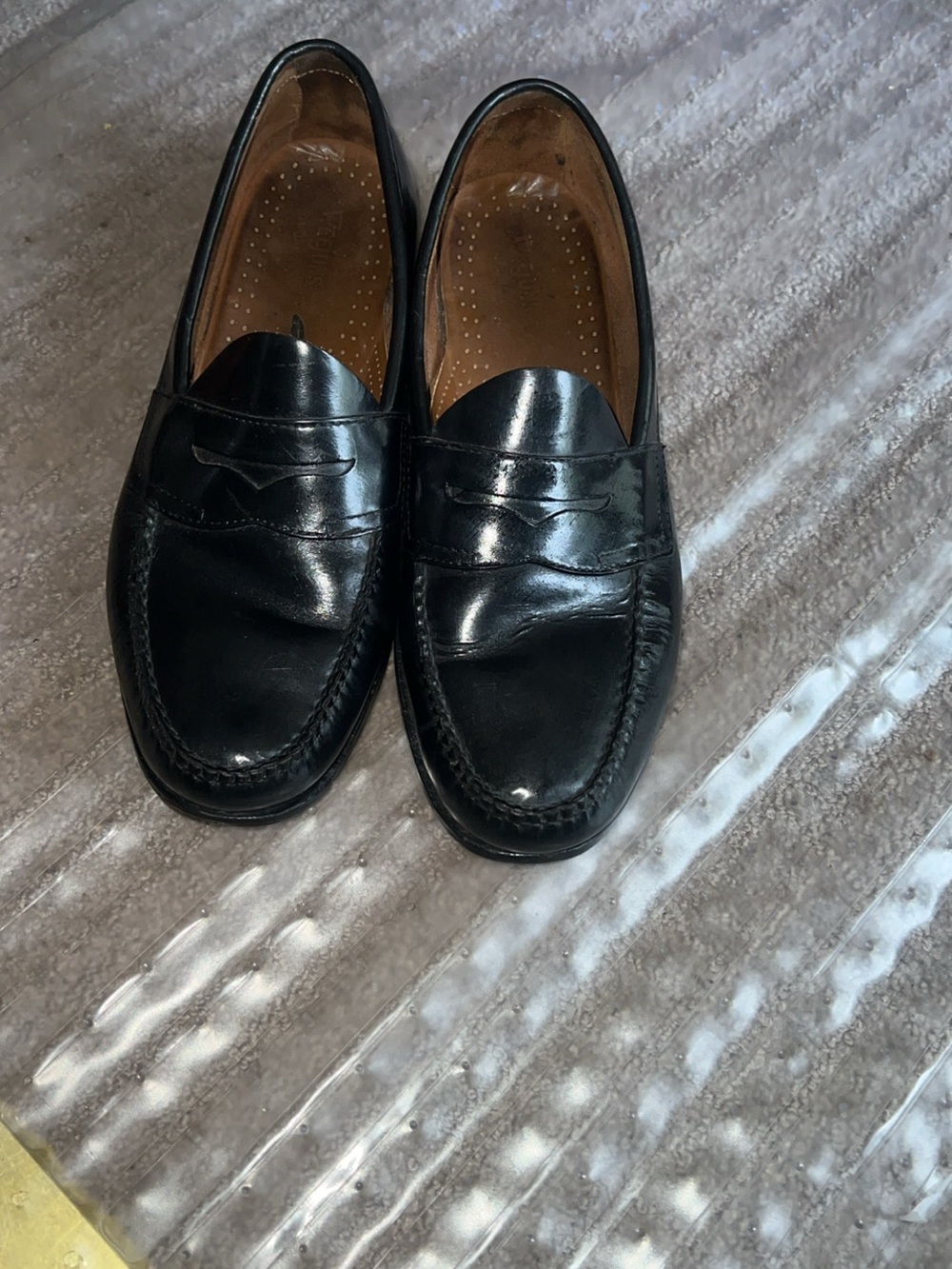 Men's Black Leather Penny Loafers - Sleek Slip-On Style